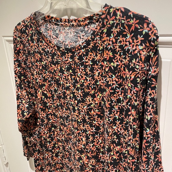 Westbound Petites Floral Top Size Petite Large, Three-Quarter-Length Pink Black - Picture 7 of 9